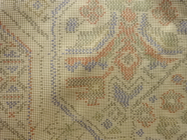 JAPANESE KIMONO / ANTIQUE KIMONO / SILK / OSHIMA TSUMUGI / WOVEN FLORAL CREST